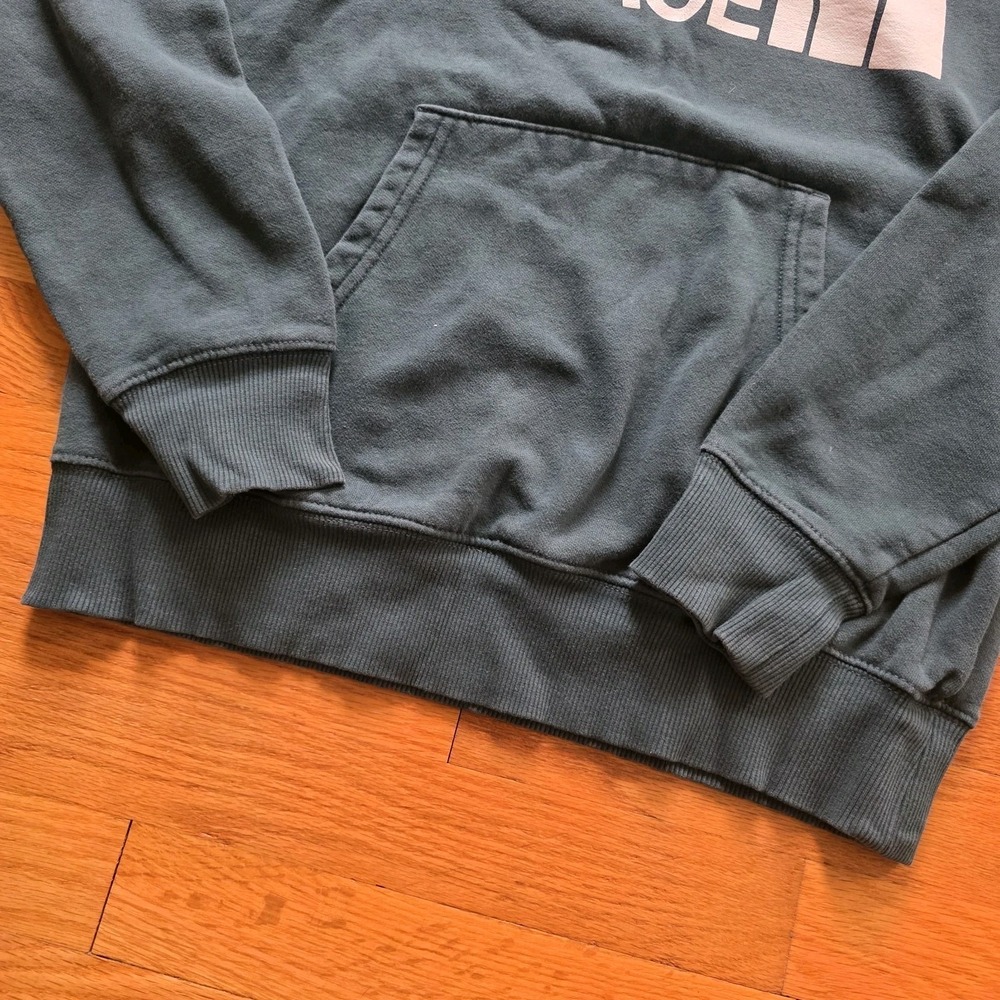 The North Face Hoodie Mens Size Small Green With White Print Comfort Basic - Picture 3 of 10